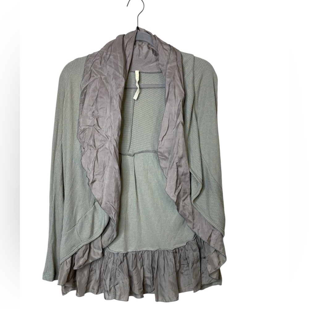 Anthropologie Left Coast by Dolan Gray open front ruffle cardigan Silk Trim S